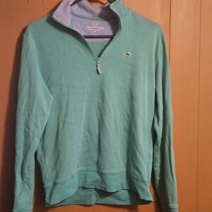 Vineyard Vines Womens Teal Zip-Up Sweater